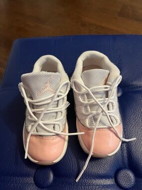 Jordan Kids White and Pink Low-Top Sneakers